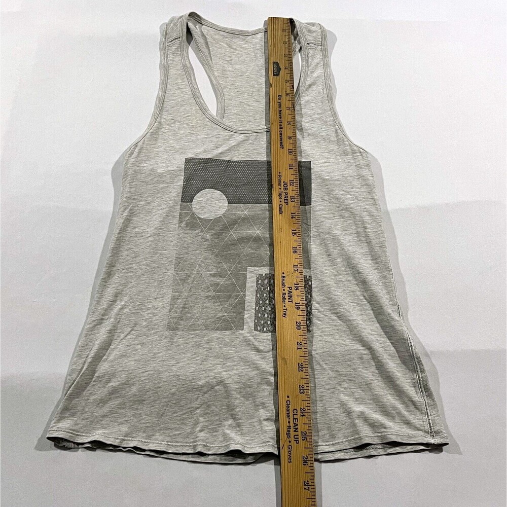 Lululemon Gray Womens Superb Tank Square Print Top Yoga Athleisure Casual Sz 4 - Picture 3 of 6